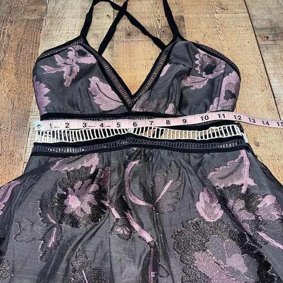 Metallic Floral Fil Coupe Peplum Tank, Black/Camellia - Picture 13 of 14